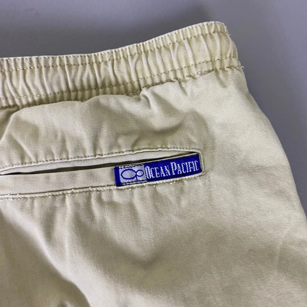 Ocean Pacific Shorts Men's Size‎ XL Khaki Tan Cotton Elastic Waist Relaxed Surf